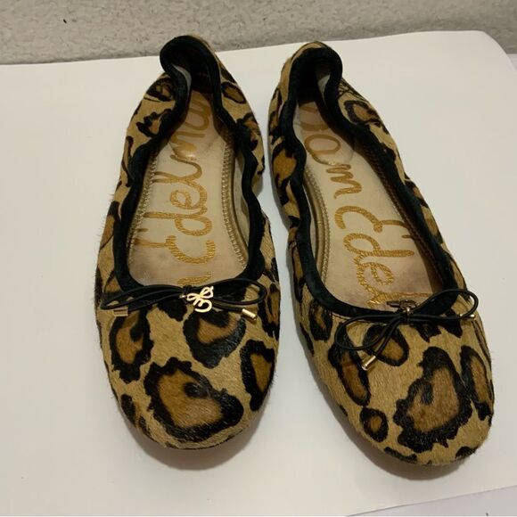 Sam Edelman Felicia Ballet Flat Ballerina Nude Leopard Calf Hair Leather… - Picture 2 of 6